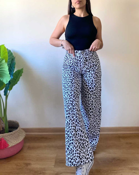 Jeans wide leg Animal Print